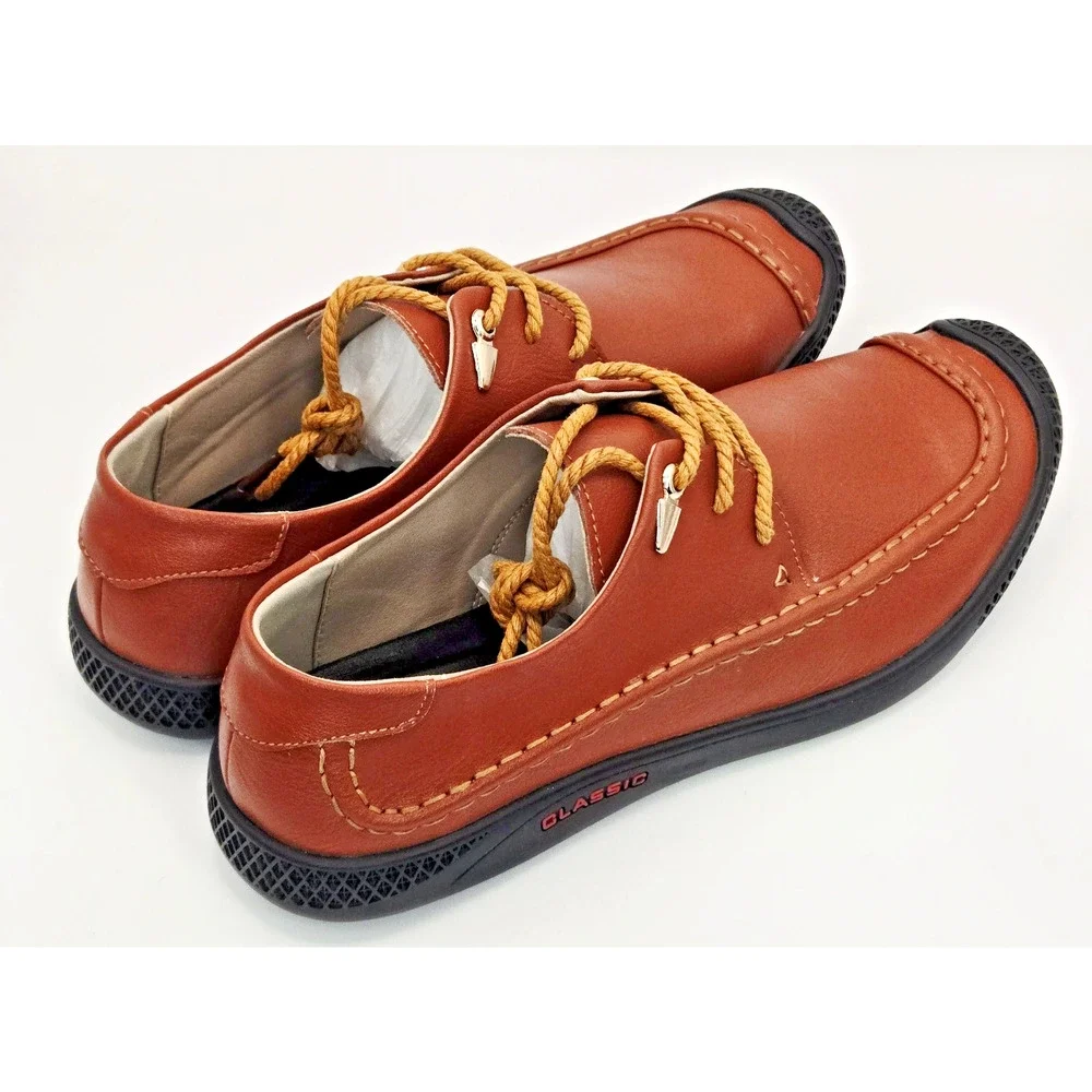 GSLMOLN Men’s Brown Leather Casual Dress Shoes Size US 9 Classic Lace-Up